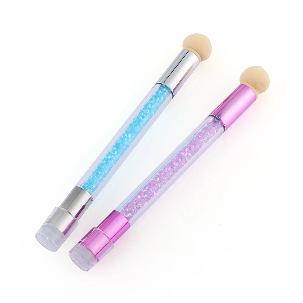 

1PC Nail Art Brush Sponge Silicone Double-headed Gradient Brushes Pen Rhinestone Handle Blooming UV Gel Nails Manicure Tools