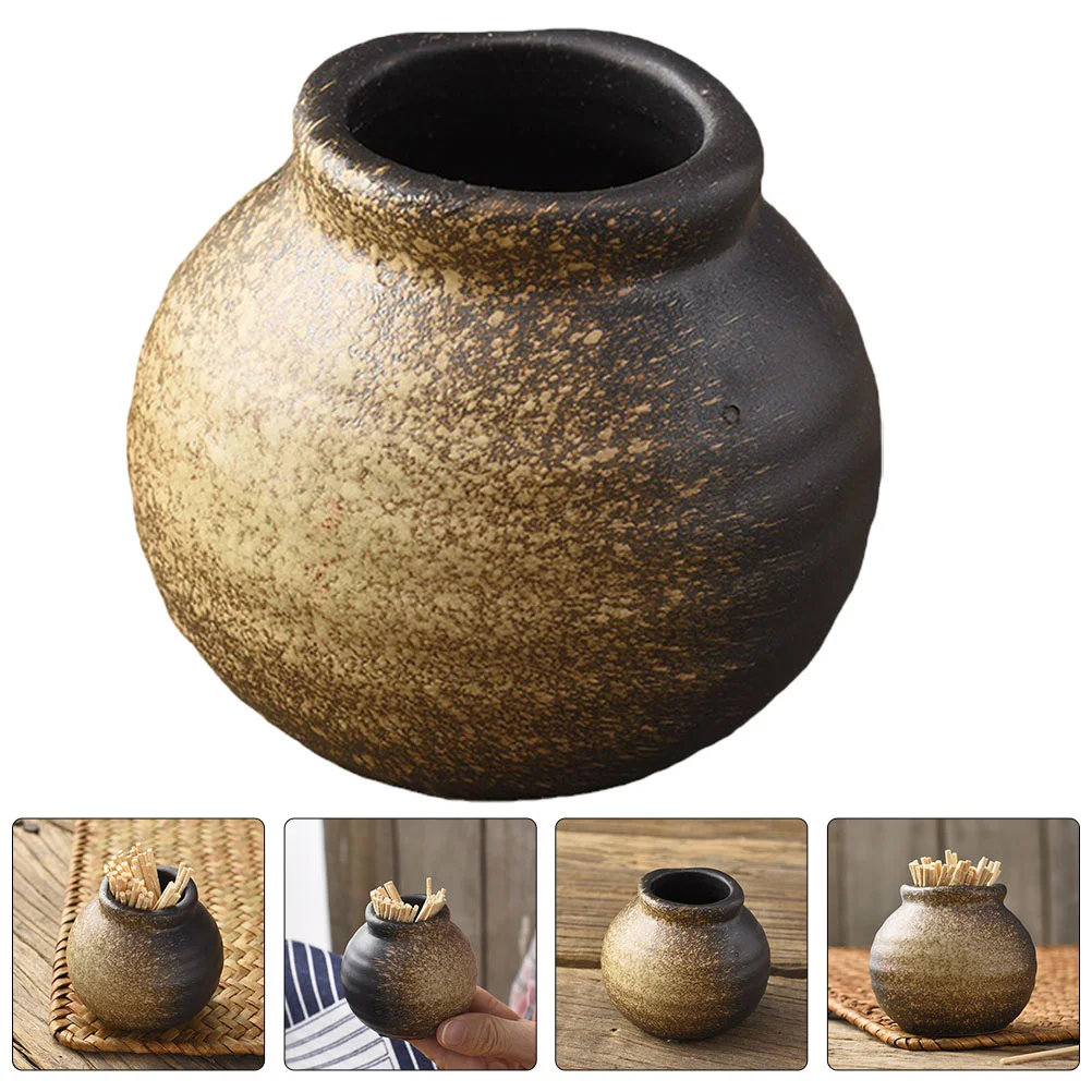 

1Pc Ceramic Toothpick Pot Household Toothpick Storage Holder Adornment (Assorted Color)