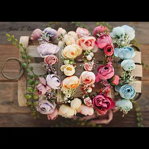 Романтический венок из роз, головной убор в стиле леса, свинцовый цветок, реквизит для детской фотосъемки 1- 6 лет