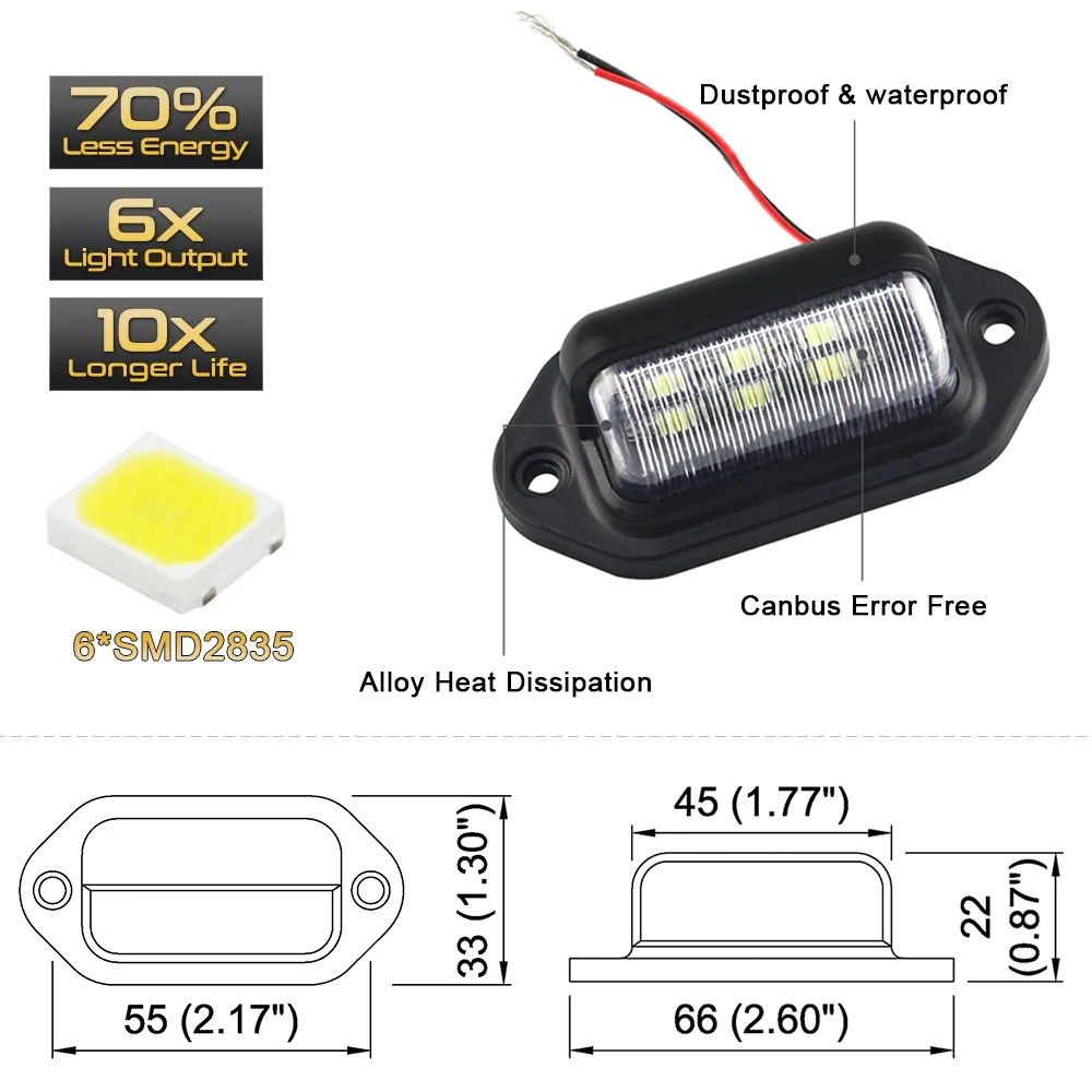 12V 6LED номерного знака светильник хвост s шаг лампы Грузовик номерной знак лодки