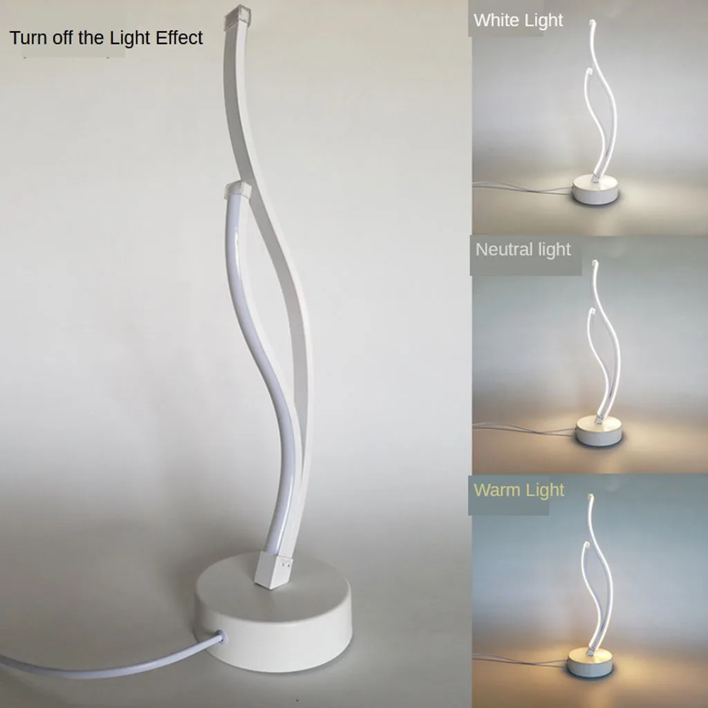 

LED Table Lights Standing Lamp Spiral Bedside Lamp for Home Offices White