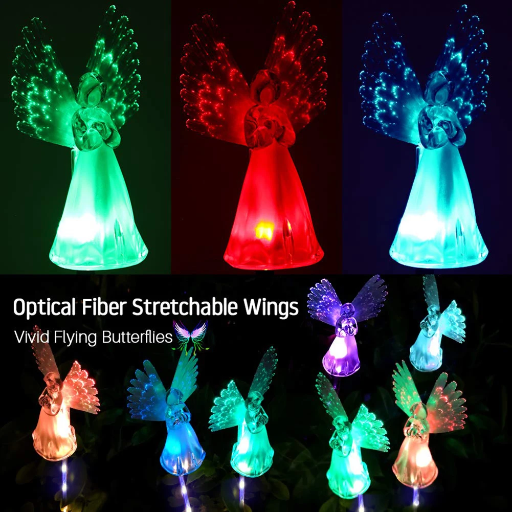 

2 шт. солнечной Автомобильная подсветка уличная садовая декоративная цветная лампа «Ангел» IP65 Водонепроницаемый солнечный свет для сада па...