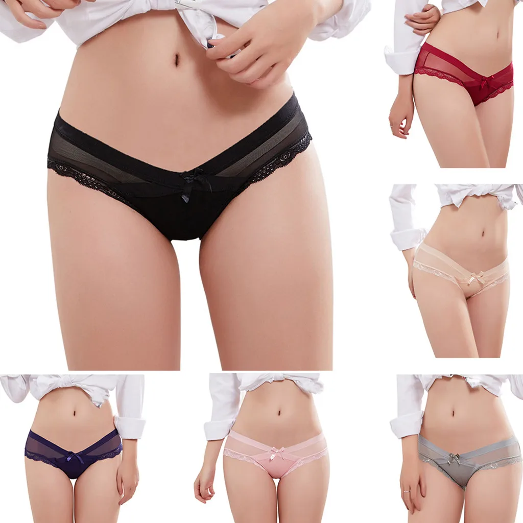 Трусики женское нижнее белье трусики с заниженной талией кружевные бесшовные
