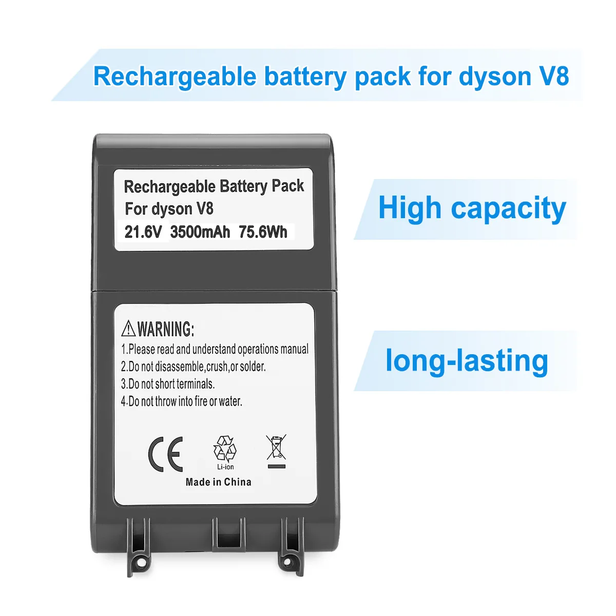 

High quality 21.6V 3500mah power Li-ion battery pack Handheld vacuum cleaner accessories for Dyson V8 SV10 SV12