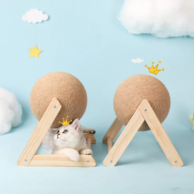 

Pet Cat Tree Toys with Ball Cat Scratching Post with Sisal Rope Climbing Frame Toy Cat Toy Protecting Furniture With Cat Holes