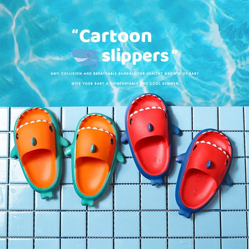 

VERTVIE Summer Shark Children's Slippers Rainbow Shoes For Kids Toddler Baby Outdoor EVA Print Cute Flat Heels Beach Sandals