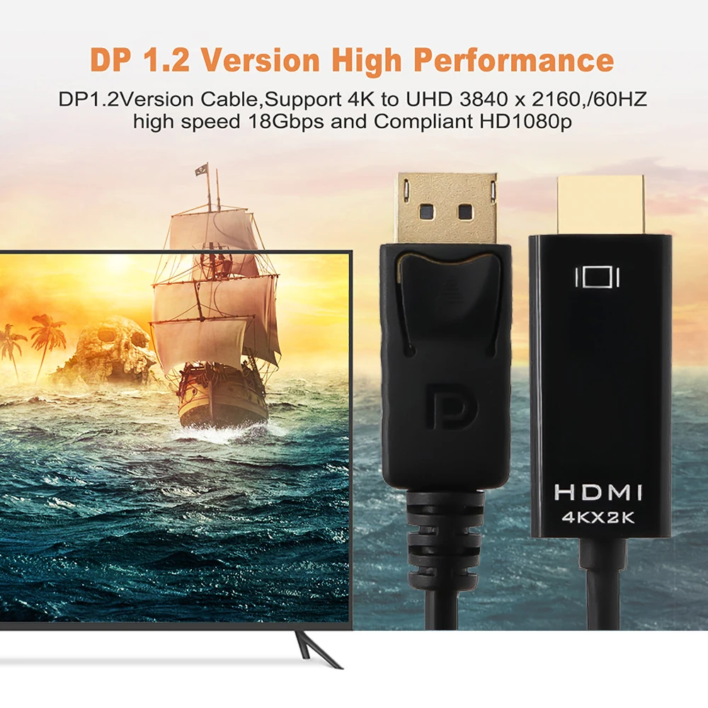 4K DP-порт к HDMI-совместимому аудиокабелю порт дисплея кабелю 1 м 8 30 Гц для ноутбуков