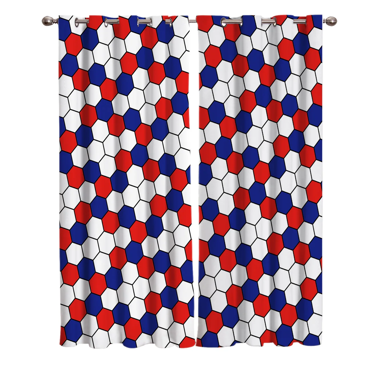 Белые и синие шестиугольные геометрические узоры оконные занавески s гостиная