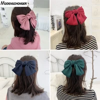 korean big silk hair bow satin fabric spring hairpin two layers automatic hair clip sweet retro hair tie woman hair accessories