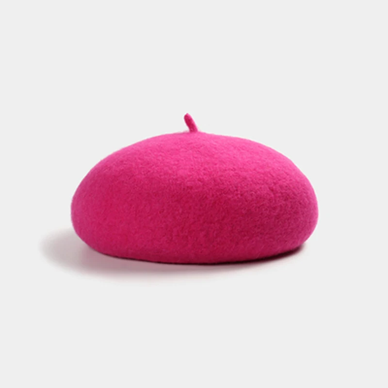rose Red Новинка, осенне-зимний высококачественный Женский берет, Модный женский однотонный Повседневный шерстяной берет, женские элегантные теплые шапки и кепки - Цвет: rose Red