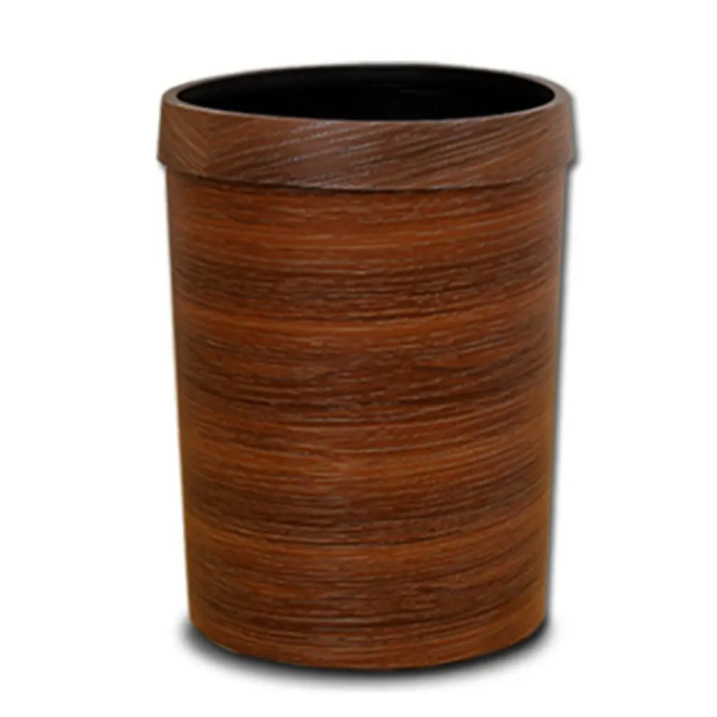 

Retro Wood Grain Classification Trash Bin Pressing Ring Plastic Trash Can Wood Grain Garbage Bin Without Lid