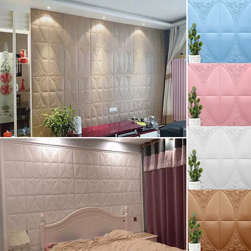 

3D Self-Adhesive Wallpaper Home Living Room Decoration Bedroom Bedside Wall Stickers for Kids Rooms Waterproof Soft Wall Decor