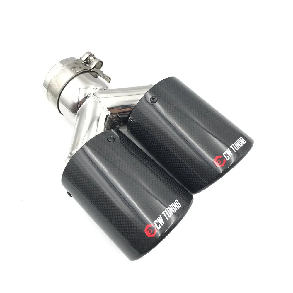 Глянцевые Углеродные выхлопные трубы Y образной модели 1 шт. двойные концевые