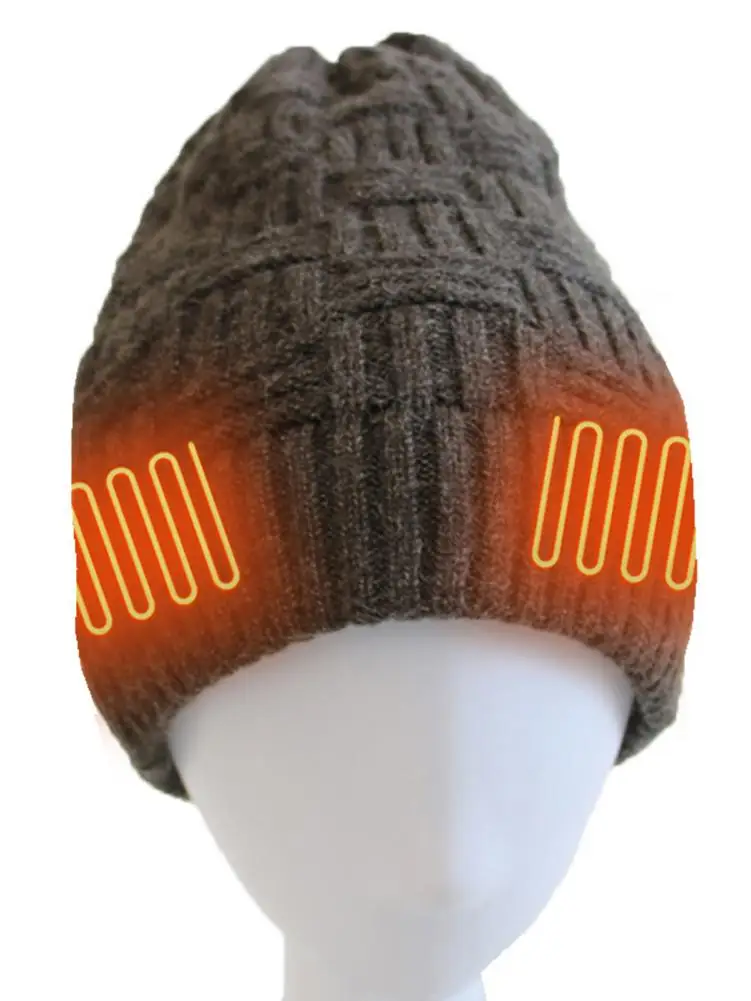 

Heated Fleece Cap Winter Warm Electric Beanie Hats 3 Levels Adjustable USB Charging Breathable Washable Warm Knited Heating Hats
