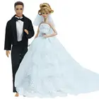 Кружевная Фата для свадебного платья невесты ручной работы, одежда для жениха, костюм, рубашка, брюки, Одежда для куклы Барби, аксессуары, игрушки
