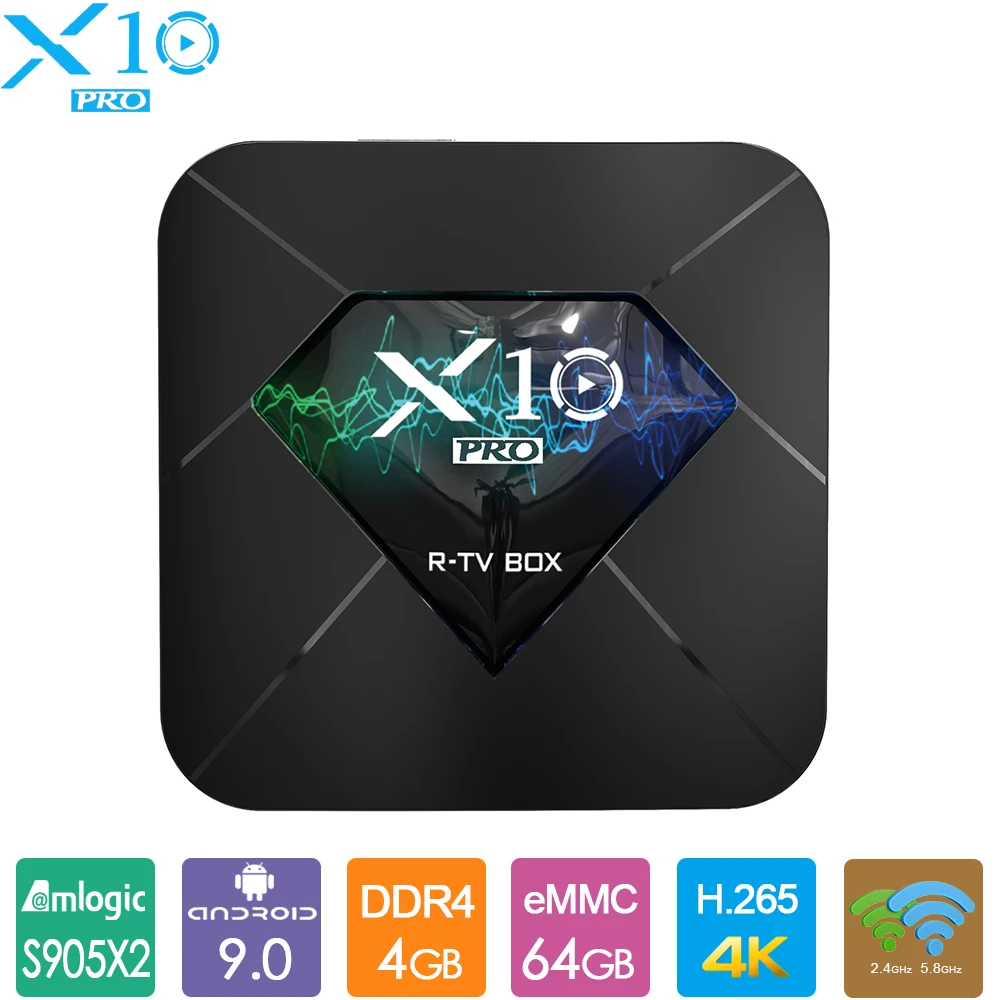 Android 9,0 tv BOX R-tv Box X10 Pro DDR4 Amlogic S905X2 4 ГБ 32 ГБ/64 Гб rom BT4.0 USB3.0 2,4G/5G Dual wifi 3D 4K HDR телеприставка