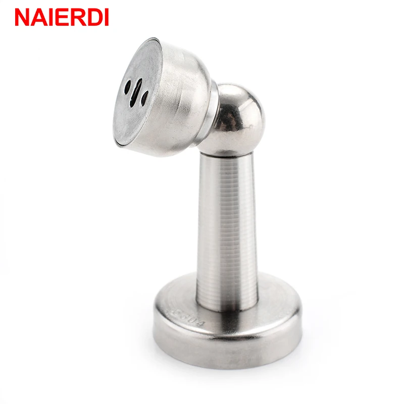 NAIERDI Stainless Steel Magnetic Sliver Door Stop Stopper Door Holder Catch Floor Fitting With Screws For Family Home