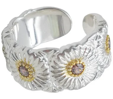 

Little Daisy ring 925 sterling silver hoop ring men and women fashion hip hop ins super popular