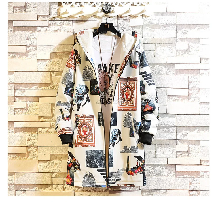 Флисовая Куртка, зимние мужские парки, 5XL, с принтом, военный, японский, с капюшоном, длинный плащ, черный, в стиле хип-хоп, уличная одежда, Толстые мужские куртки