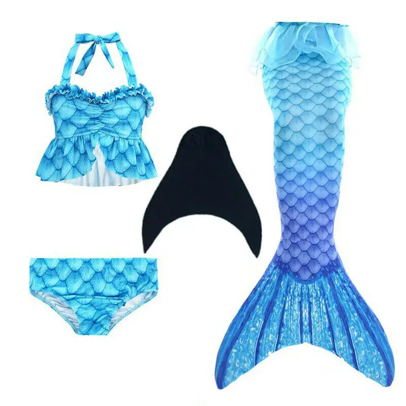 Хвост русалки для девочек Детский купальник Костюмы с моноластами Бикини Одежда