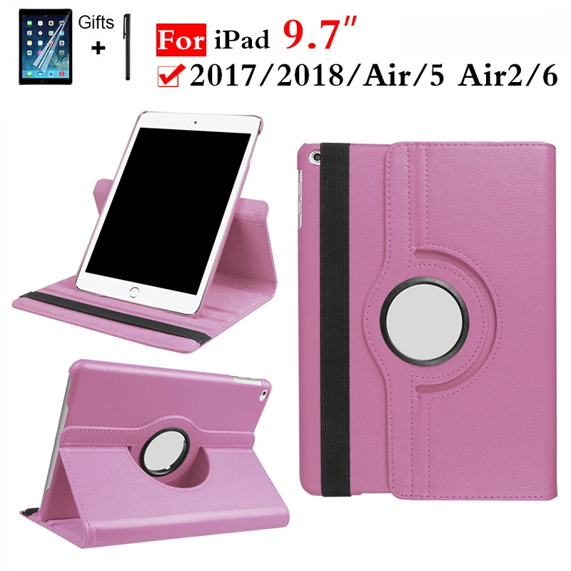 Вращающийся на 360 градусов чехол подставка из искусственной кожи для iPad Air 2 умный