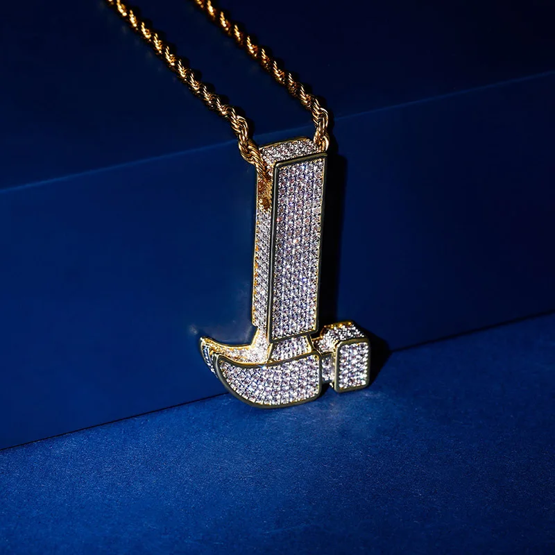 Ожерелье мужское в стиле хип-хоп микро закрепка камня AAA с фианитами сверкающий