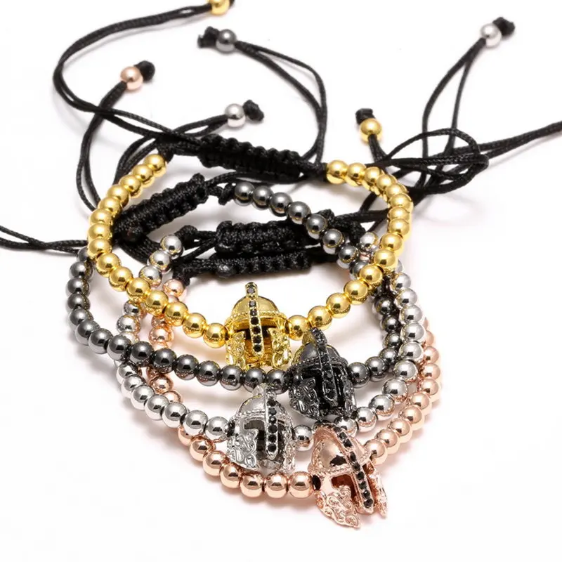 Новый дизайн черный CZ бусы из нержавеющей стали браслет с круглыми бусинами