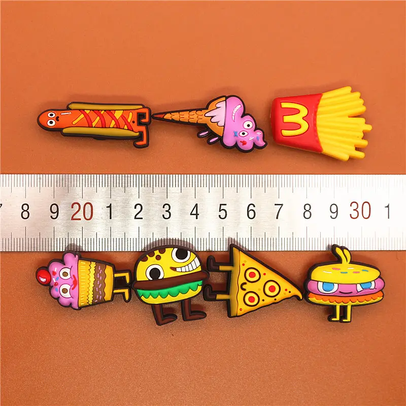 Single Sale 1pcs Original Shoe Charms Cartoon Ice cream and Burger Garden Shoe Buckle Accessories Decorations Fit Croc JIBZ Kids
