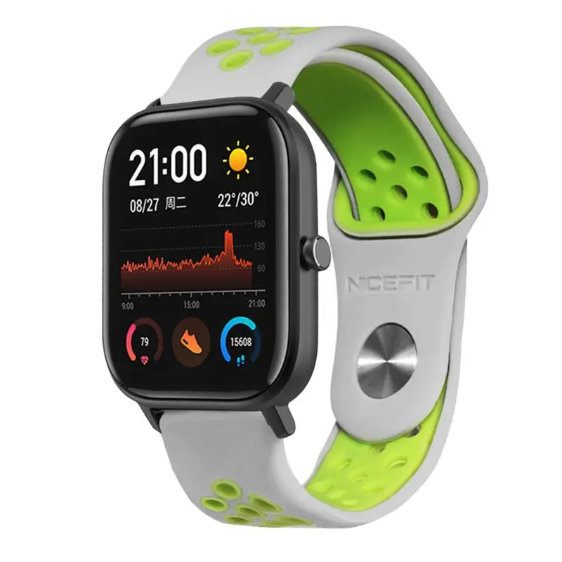 1 шт. мягкий силиконовый ремешок для часов Ремешок Для Xiaomi Huami Amazfit GTS/GTR 42 мм часы - Цвет: Grey Green