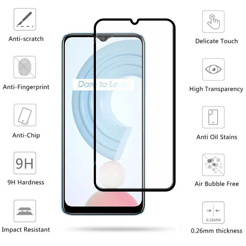 4 in 1 for oppo realme c21 glass for realme c21 tempered glass phone film full cover screen protector for realme c21 lens glass free global shipping