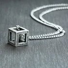 Vnox Ретро пустой кубик кулон для мужчин из нержавеющей стали квадратное винтажное ожерелье панковские геометрические колье 24 