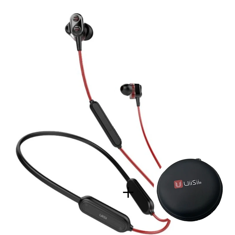 UiiSii BN90 Спортивная Беговая Беспроводная Bluetooth гарнитура HIFI гибридная технология IPX5 Водонепроницаемая CSR BT4.1 гарнитура для Android ios - Цвет: BN90 Red And Box