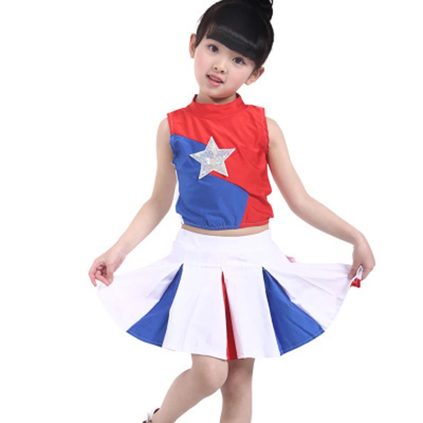 

Kids School Dance Costume Ballroom Performance Girl Uniform Modern Hip Hop Cheerleading Clothes Tank Top Sequin Cosplay Latin