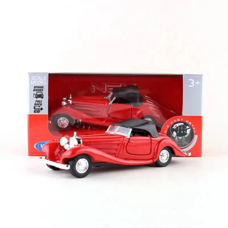 

Welly 1:36 Scale M-B 1936 500K Classical Toy Car Diecast Model Pull Back Doors Openable Educational Collection Gift For Kid