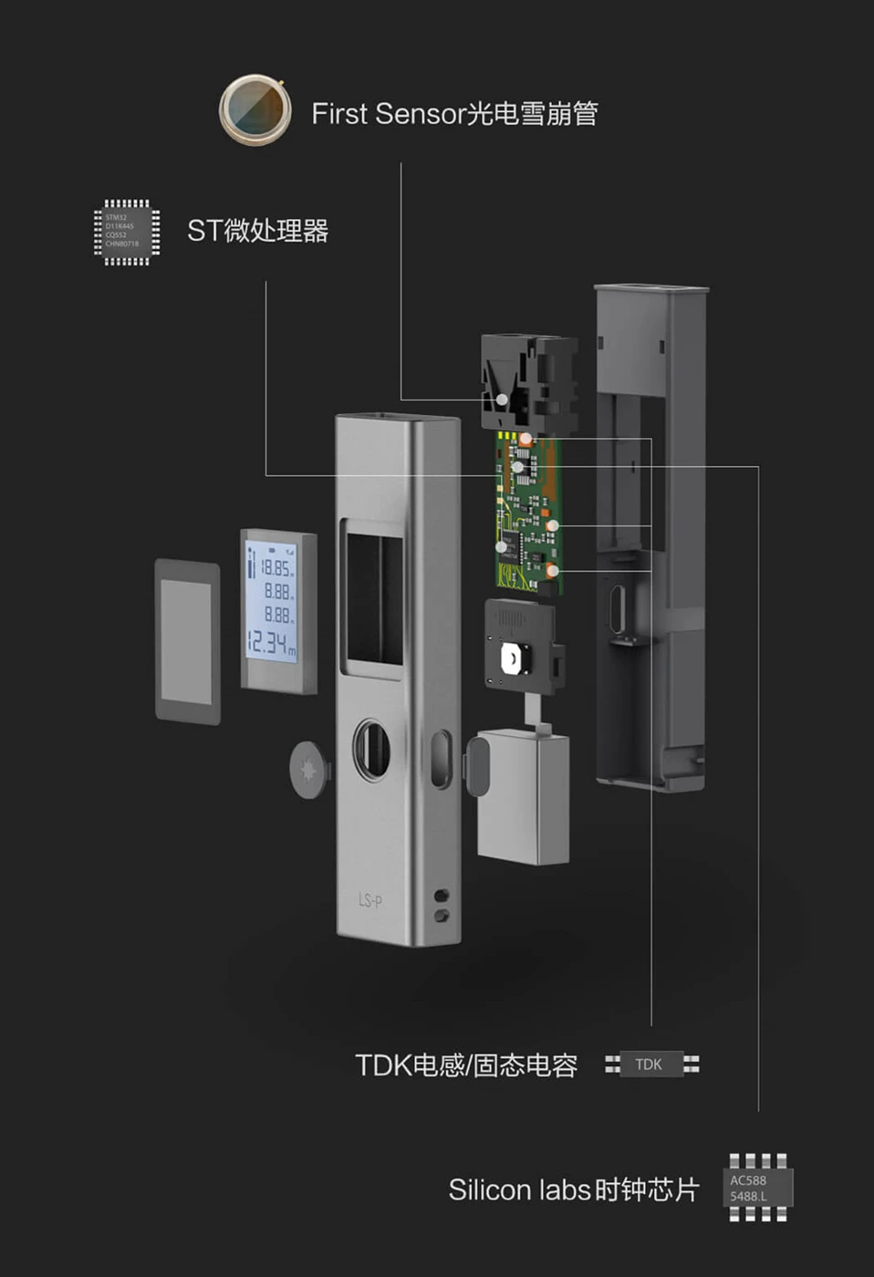 В Xiaomi Duka 40 м лазерный дальномер LS-P USB флэш зарядка дальномер высокая точность измерения дальномер