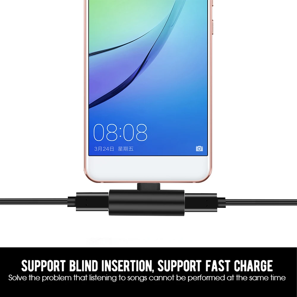 Аудио разветвитель 2 в 1 Dual Type C USB-C наушников аудио разъем для кабель зарядки