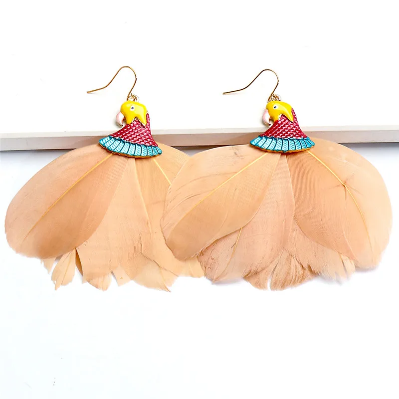 

New Arrival Charm Enamel Birds Tassel Dangle Drop Earrings High-Quality Vintage Feather Jewelry Accessories For Women Wholesale