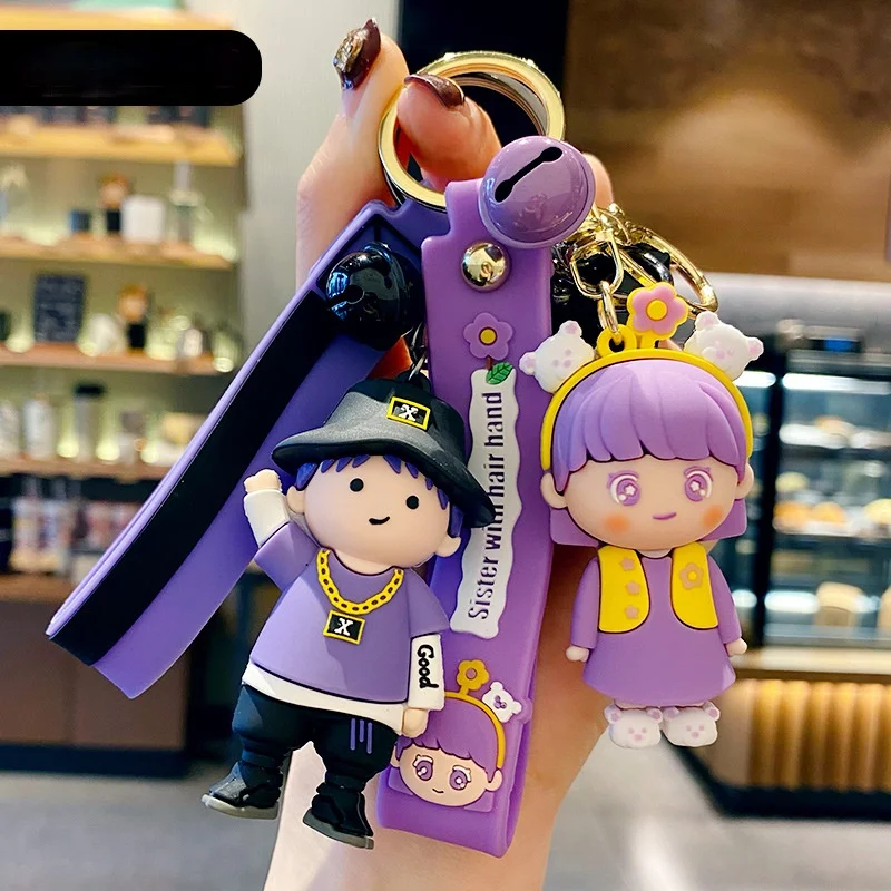 

Kawaii Cartoon anime Trend Lovers Series Key Chain Ins Bag Pendant Personalized Car Key Chain Child couple Gift