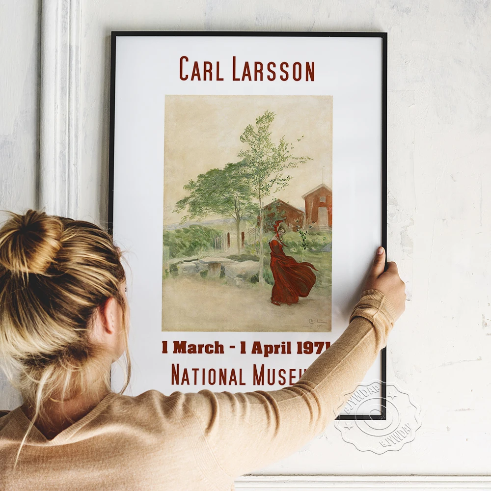 

Carl Larssen Vintage Art Exhibition Poster, Stockholm National Museum Canvas Painting 《Stina》, Classic Landscape Figure Prints