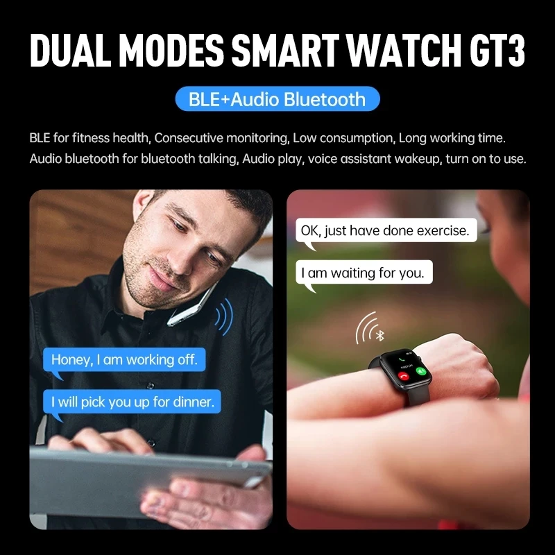 Смарт часы Ninkear GT3 Pro совместимые с Bluetooth SmartWatch функцией вызова пульсометр шагомер