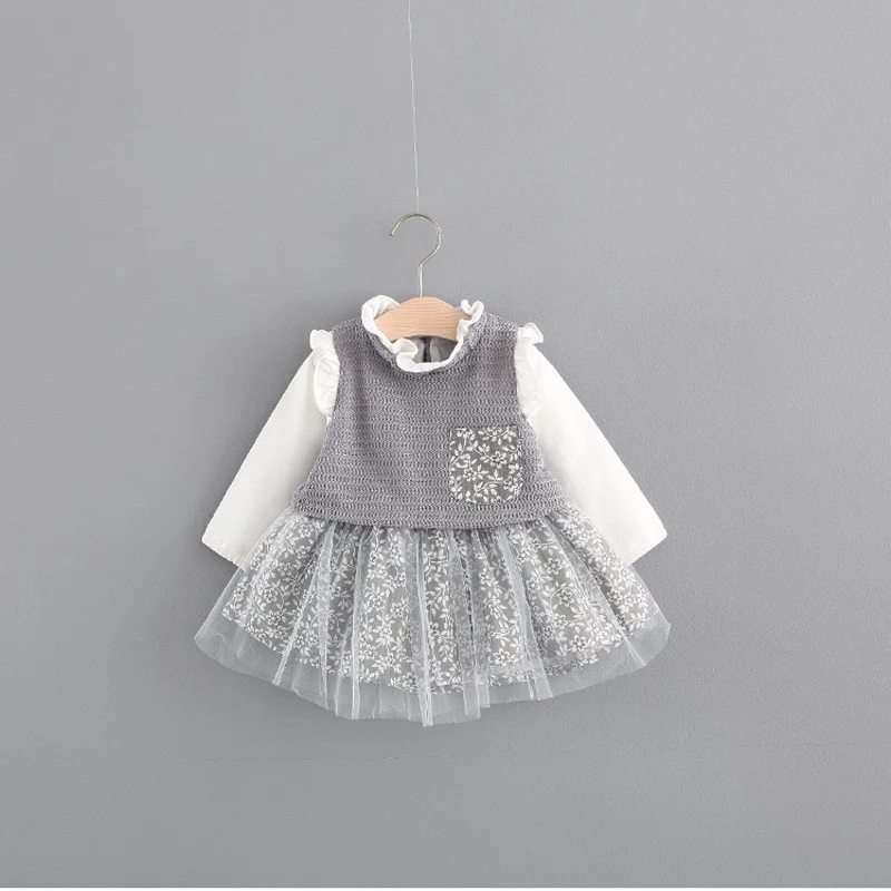 Осеннее Хлопковое платье для малышей Одежда младенцев рубашка девочек топы