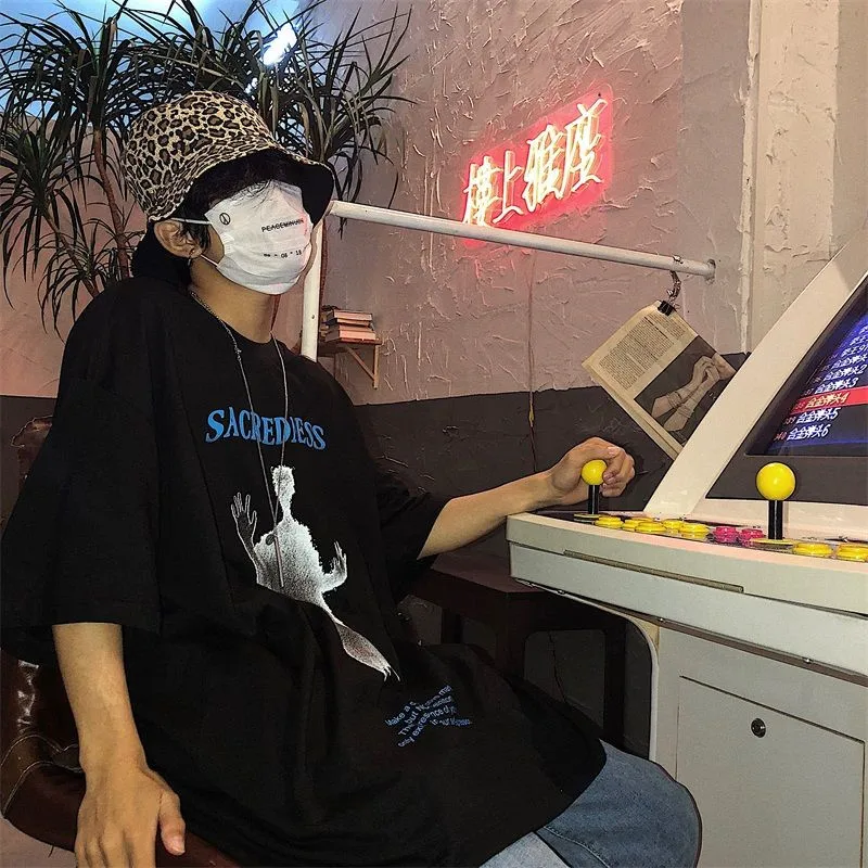 Новинка свободная Японская уличная одежда Bf черного и белого цвета для мужчин