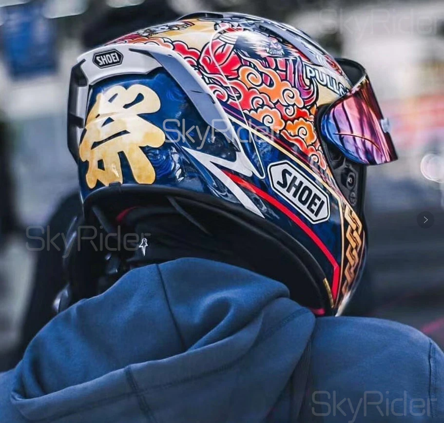 Мотоциклетный шлем на все лицо X14 Marquez Motegi3 lucky cat2 противотуманный козырек для езды