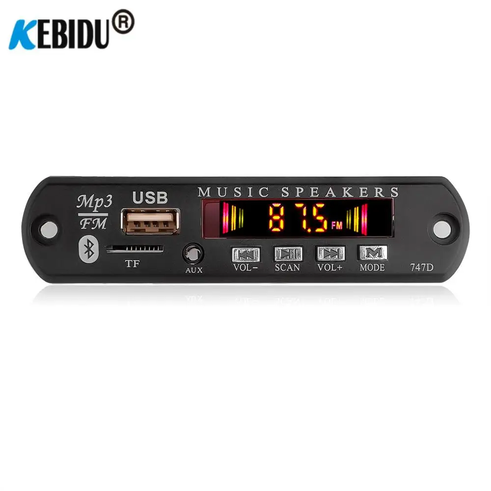 12V Bluetooth 5 0 приемник MP3 плеер декодер цветной экран FM радио TF USB AUX аудио с защитой
