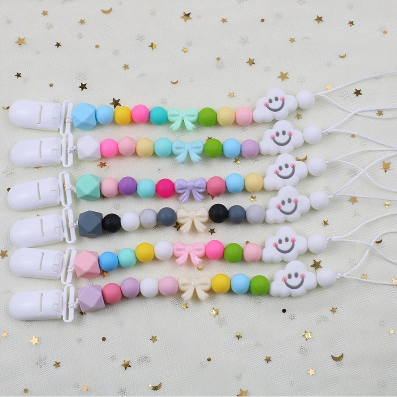 Детская Пищевая силиконовая соска с бусинами и зажимом безопасная BPA бесплатно