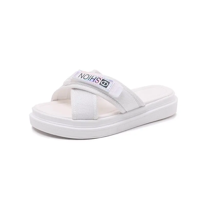 

2021 summer new hot style slippers female casual fashion female student muffin bottom velcro thick bottom beach shoes women