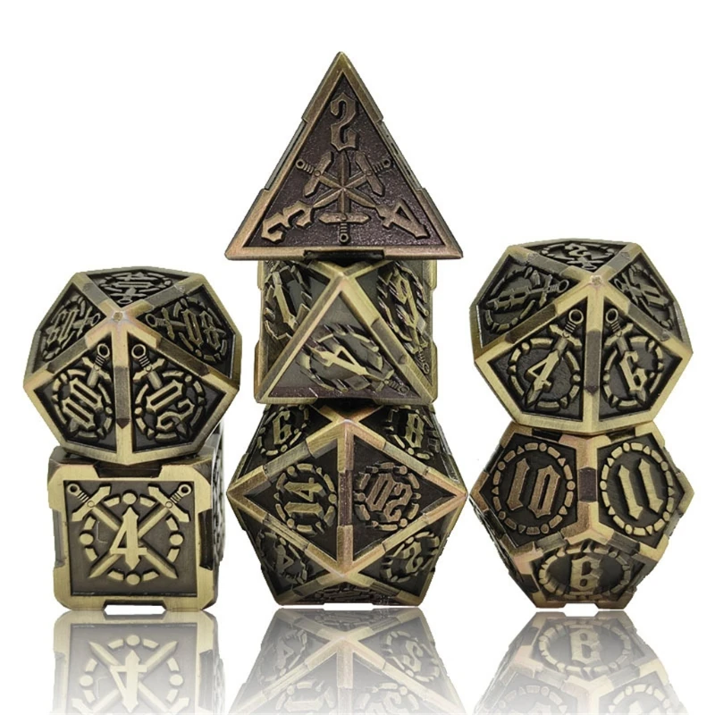 Новый дизайн набор металлических игральных костей настольная игра ролевые игры 7