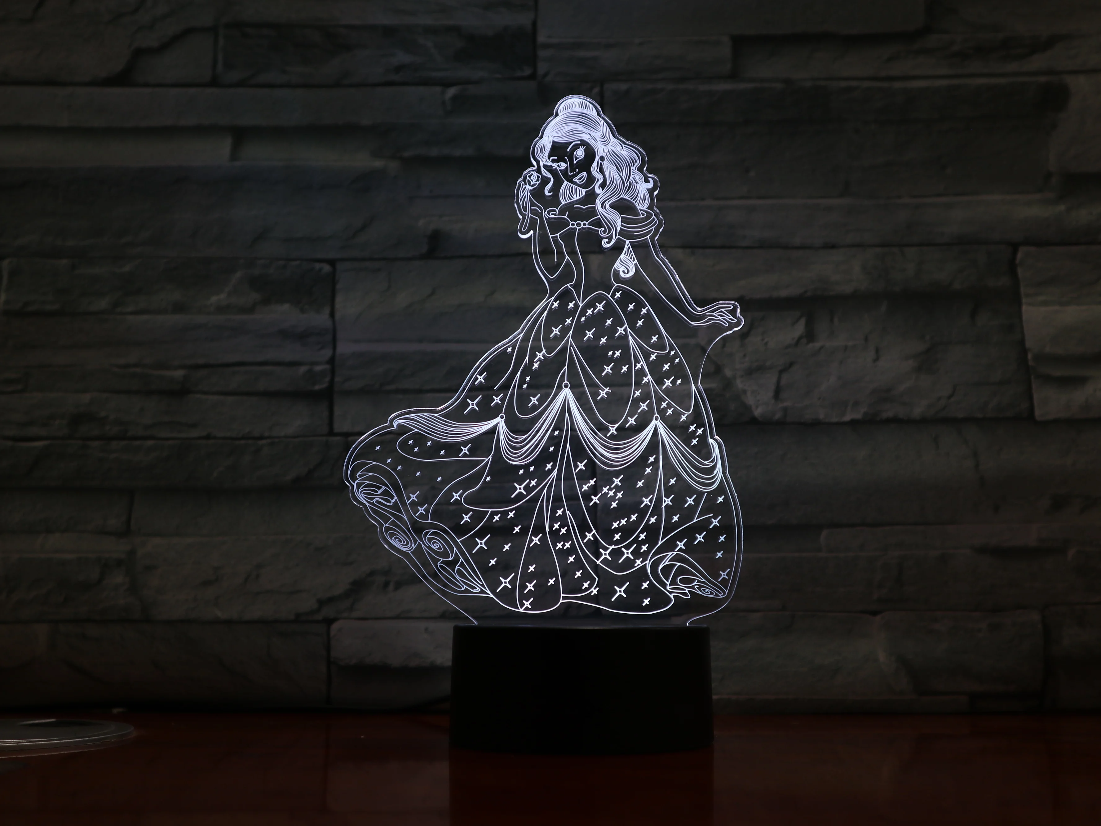Ночник с 3d изображением красавицы и чудовища светодиодный светильник принцессы