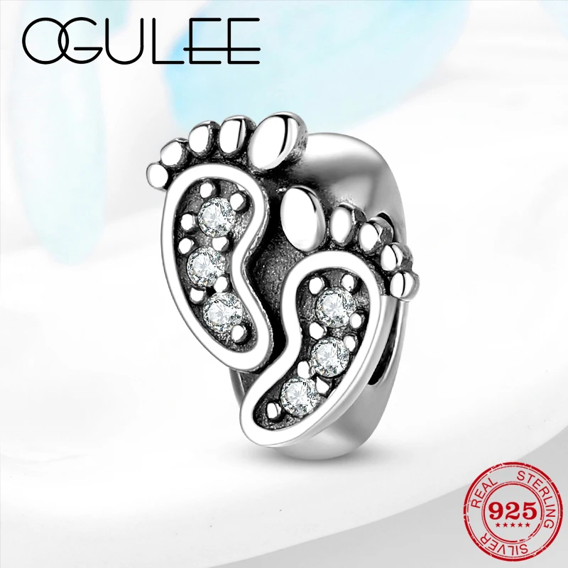 Подлинное серебро 925 пробы Детские прозрачные кубические пробки бусины для