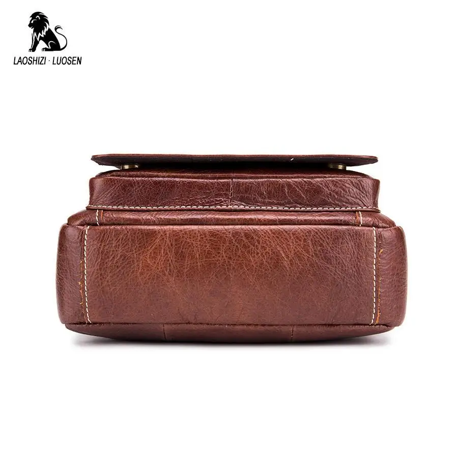 Мужская сумка-мессенджер LAOSHIZI LUOSEN повседневная сумка из натуральной кожи на